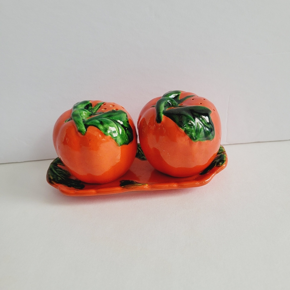 Vintage Tomato Ware Salt and Pepper Shakers Japan MCM Retro